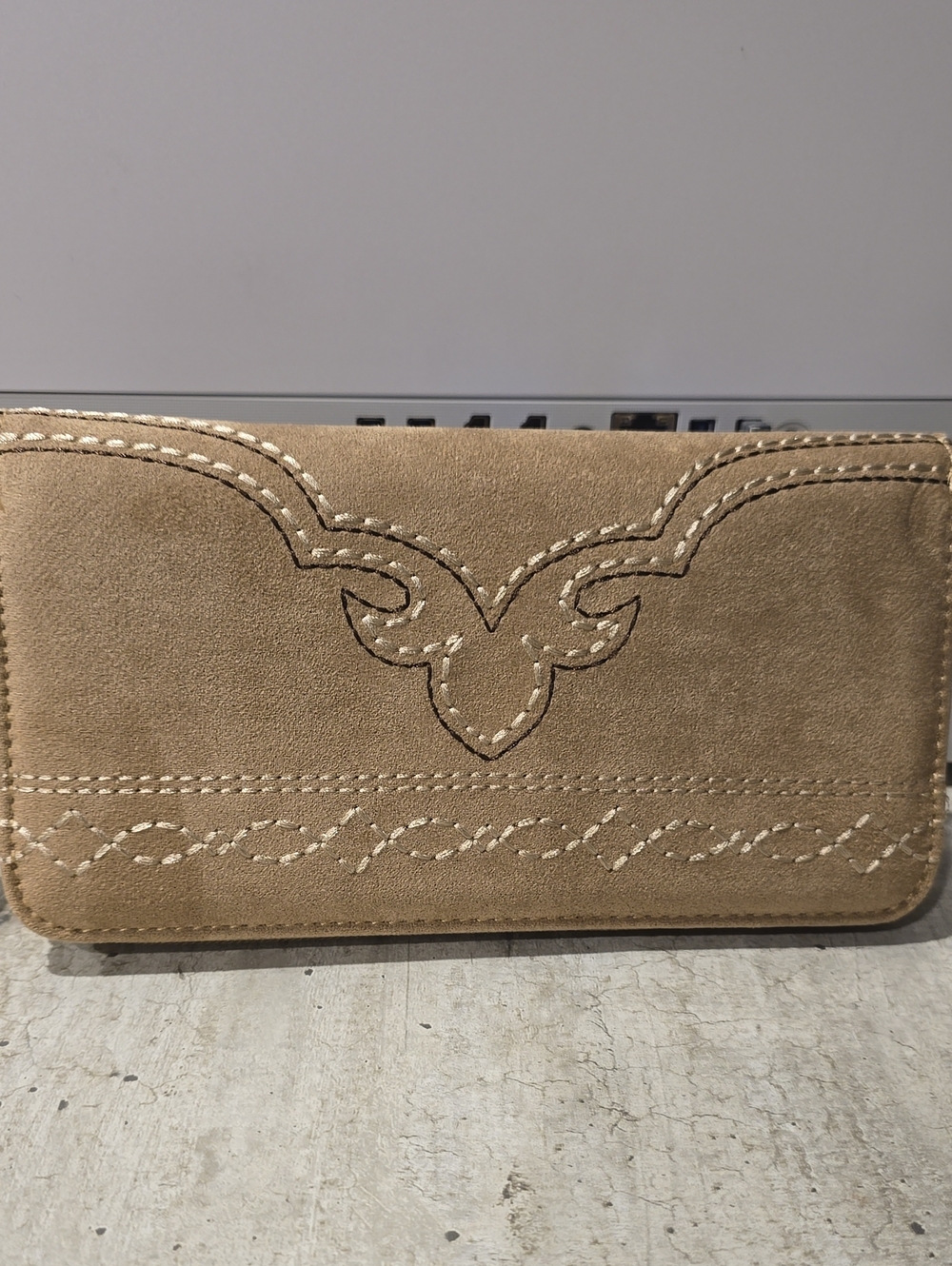 Montana West Tan Suede Embroidered Wallet
